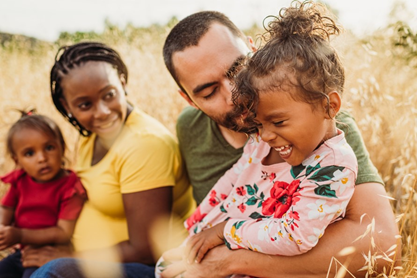 A family in a field